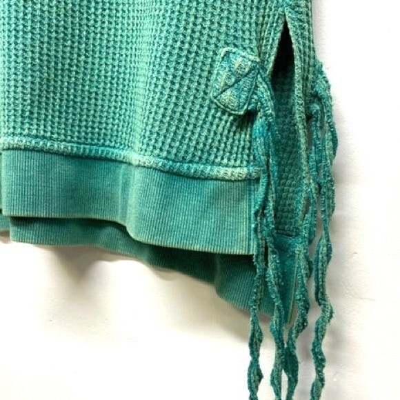 Anthropologie Saturday/Sunday Aliana Waffle Pullover in Blue Green M NWOT - Picture 6 of 14
